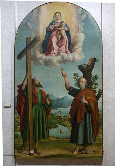 Madonna of the Oak, Sacred conversation with the Virgin and Child Jesus, St. Andrew